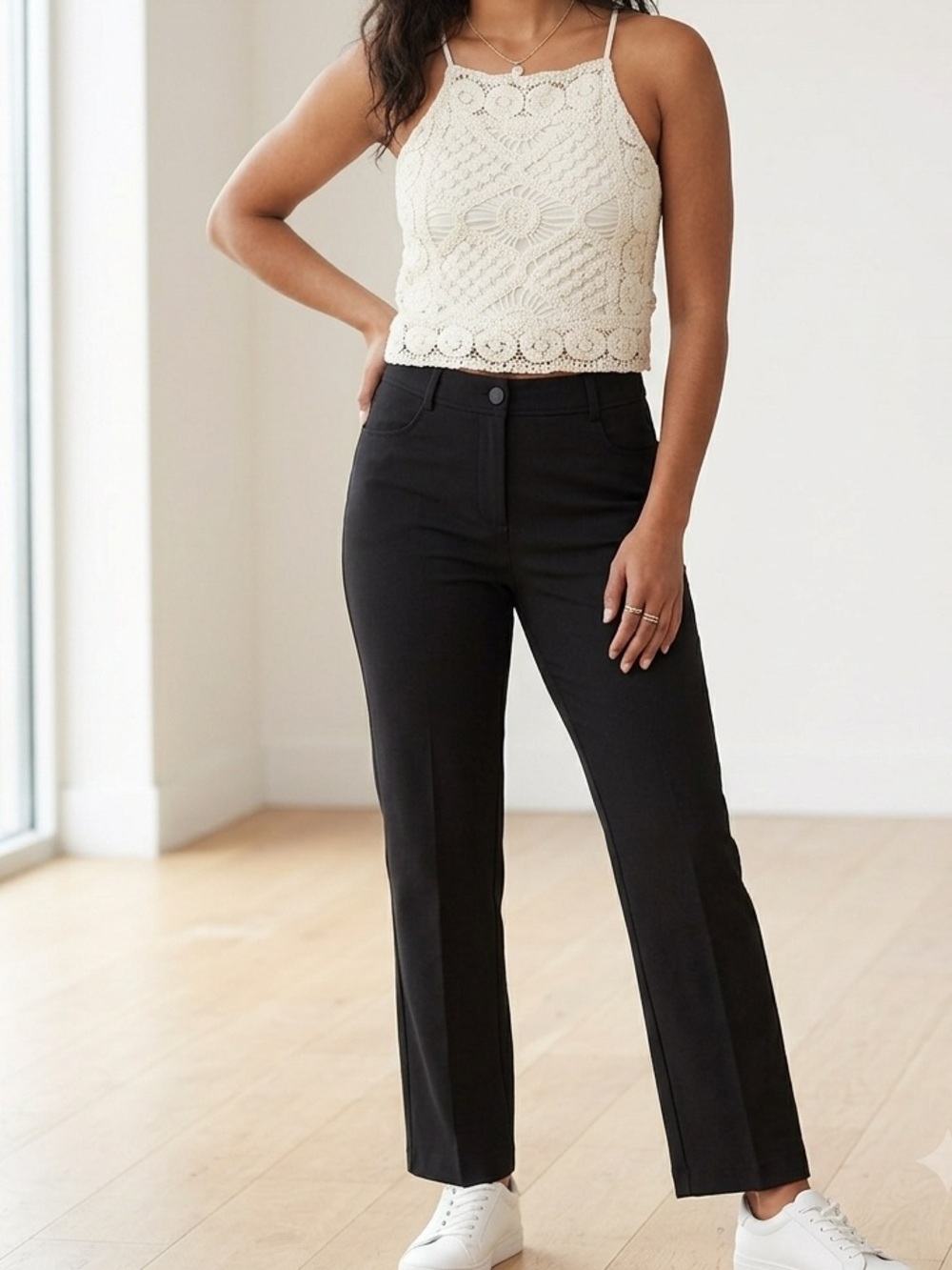 Jones New York Black Straight-Leg Pants